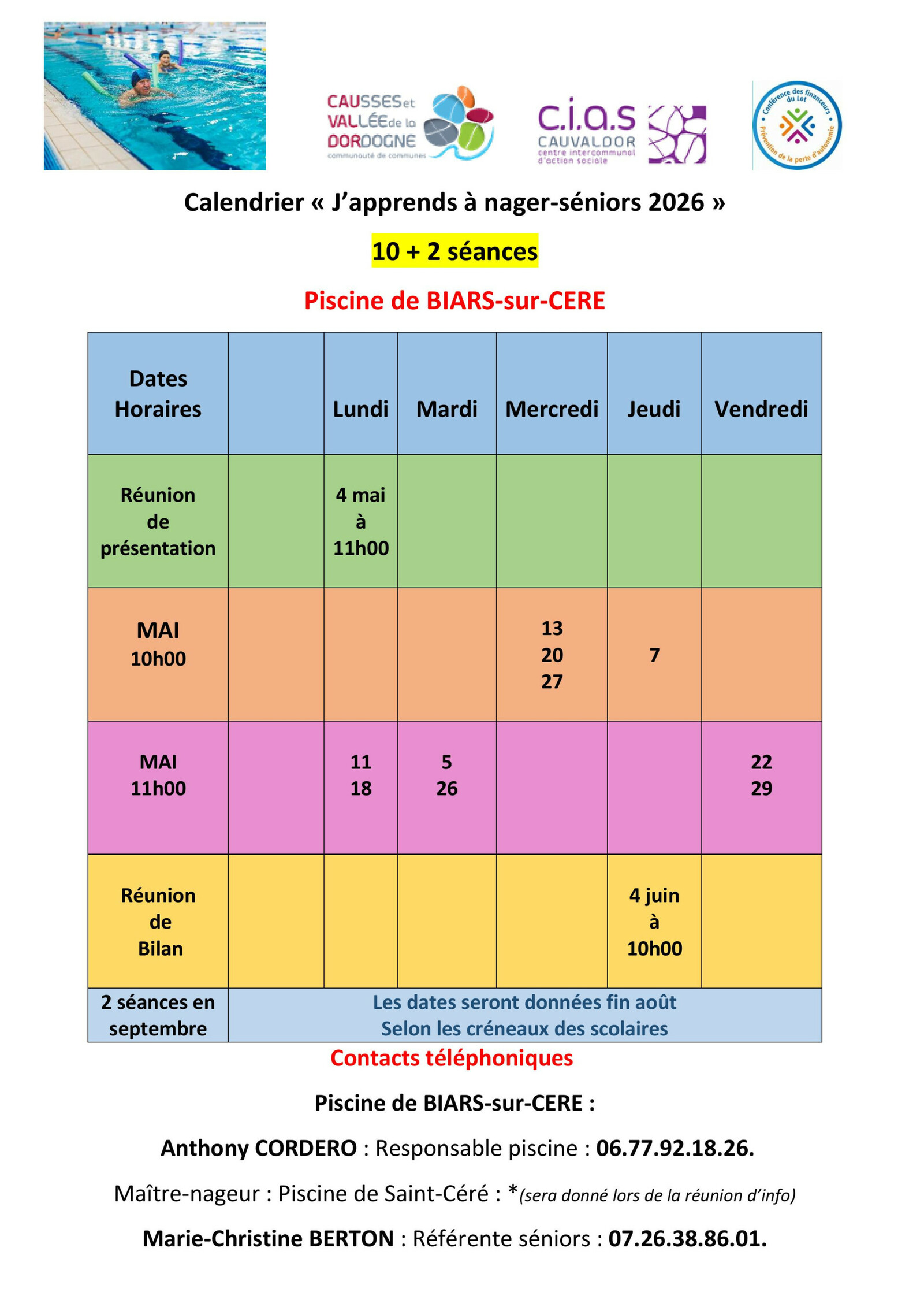 j'apprends à nager - seniors 2026